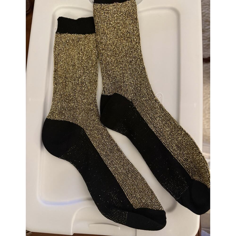 Nylon Gold Metallic Knit Socks One Size